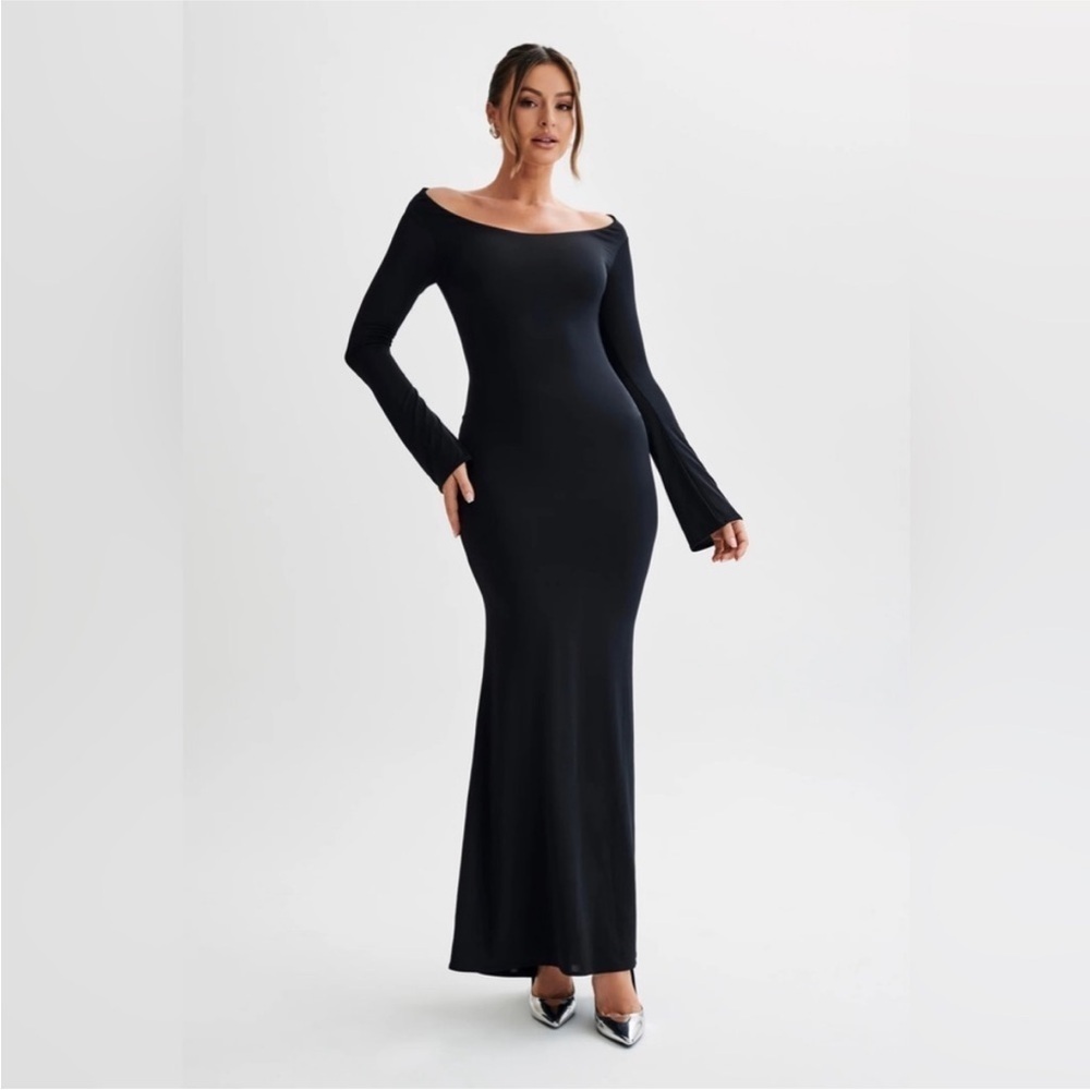 MESHKI - Millicent Long Sleeve Black Bodycon Maxi Dress Size XXS - Picture 6 of 15